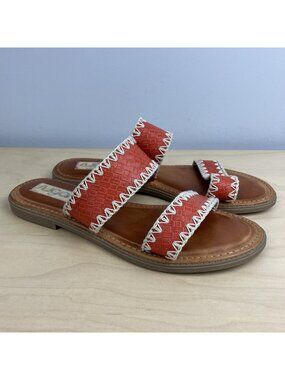 Sugar Women’s Size 7.5 M Slide Sandals Orange Tan 2 Straps Boho